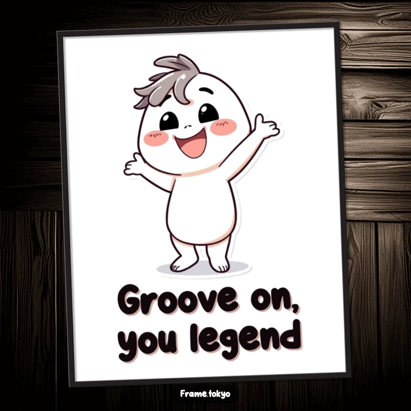 Funny Free Printable Wall Art: A character with a huge smile, striking an outrageous and silly dance pose.