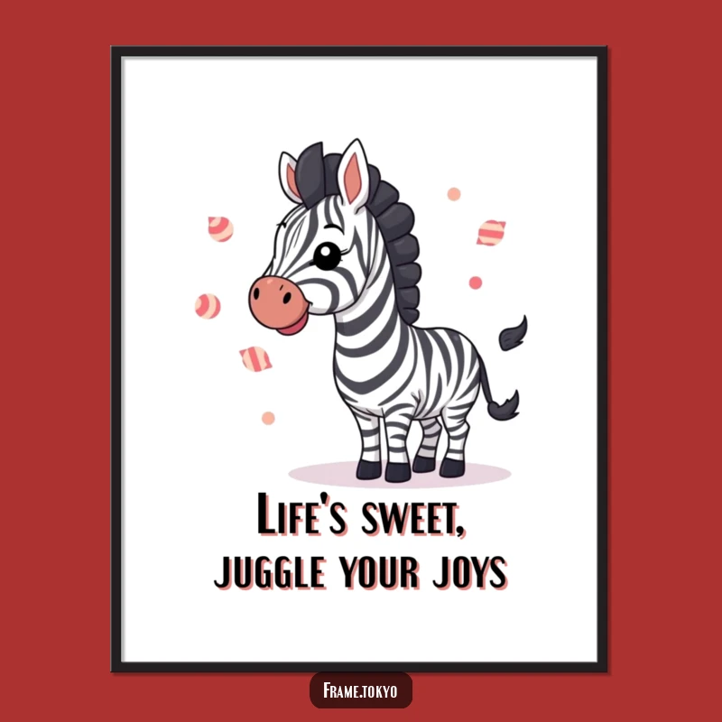 Funny Free Printable Wall Art: Juggling Zebra & Candy, Whimsical Downloadable Decor!