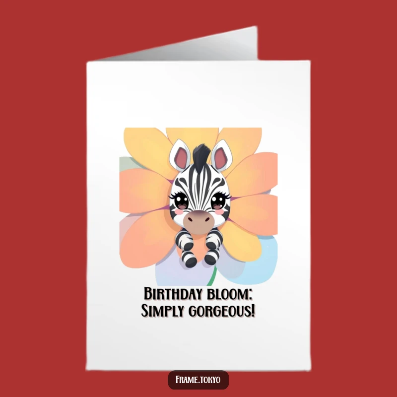 Free Printable Birthday Card: Curious Zebra - Floral Funny Downloadable Gift