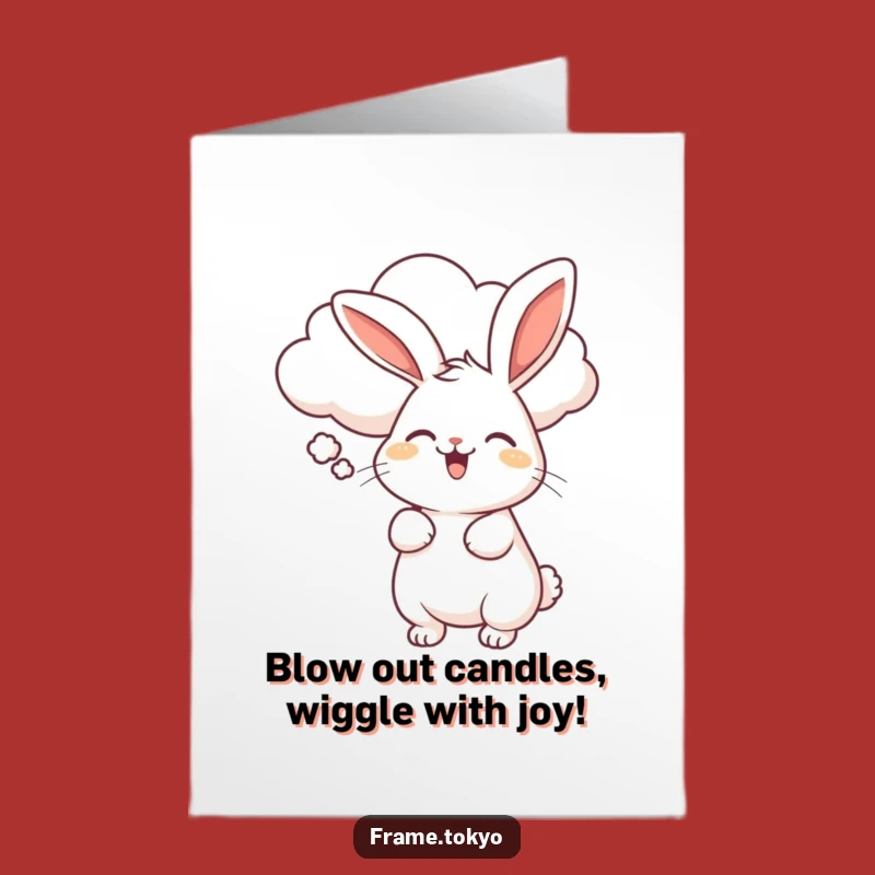 Free Printable Birthday Card: Wiggling Rabbit & Cloud - Funny Wishes - DIY Gift!