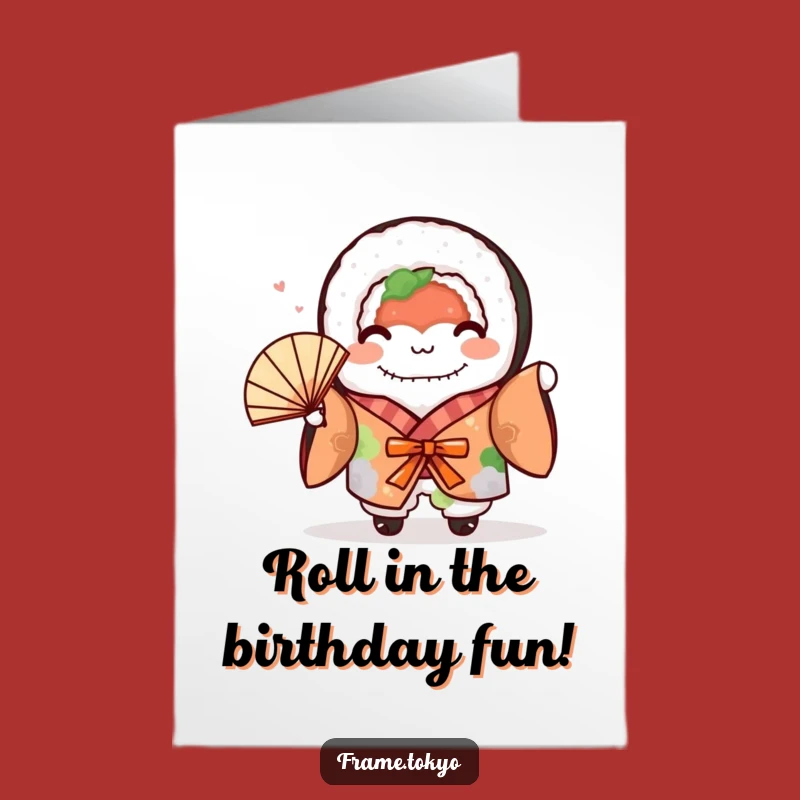 Free Printable Sushi Birthday Card: Kimono Fan Dance Downloadable Gift