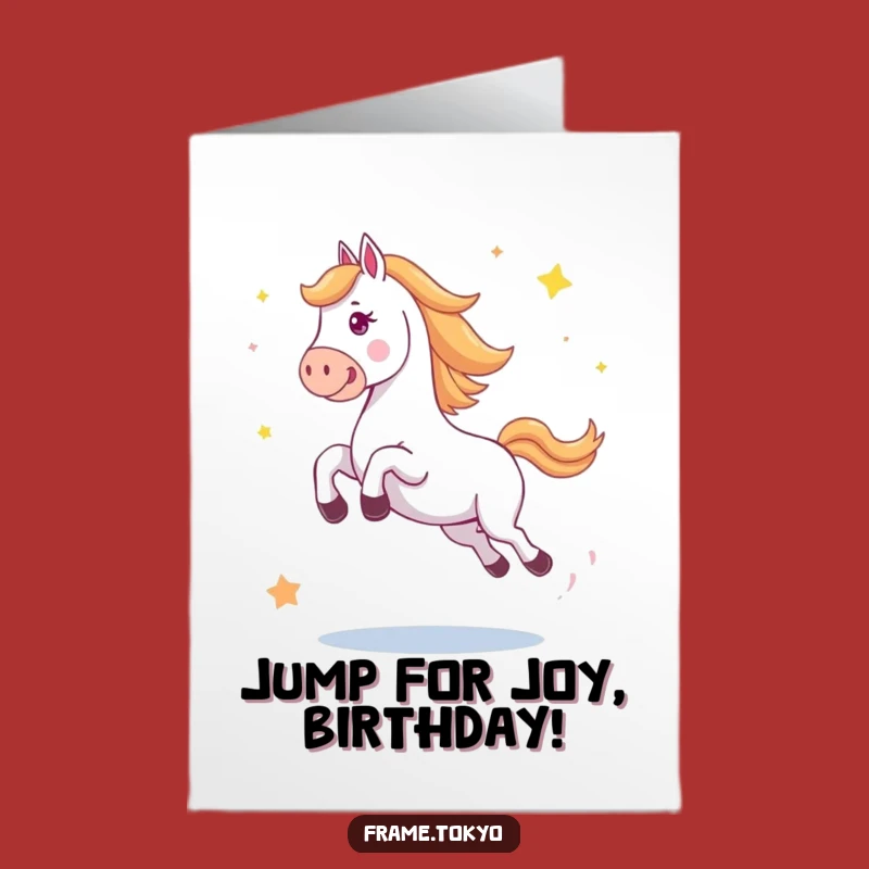 Free Printable Jumping Horse Stars Birthday Card - Energetic Downloadable Gift