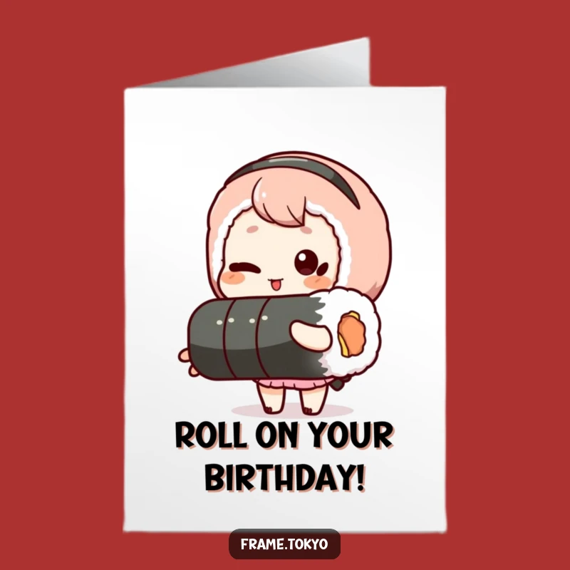 Funny Free Printable Birthday Card: Winking Sushi Character - Downloadable Gift