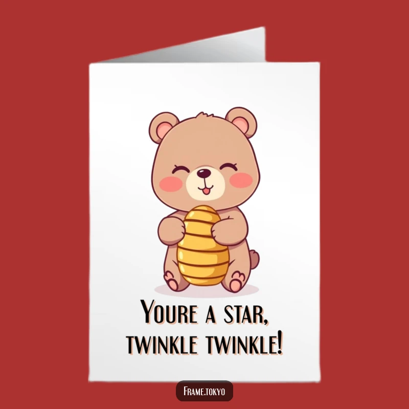 Free Printable Congrats Card Bear: Winking & Honey Dipper Funny Downloadable Gift