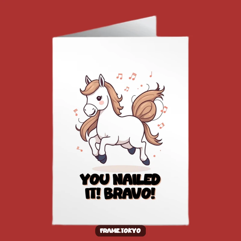 Free Printable Congrats Card: Galloping Horse & Music Notes, Downloadable Gift