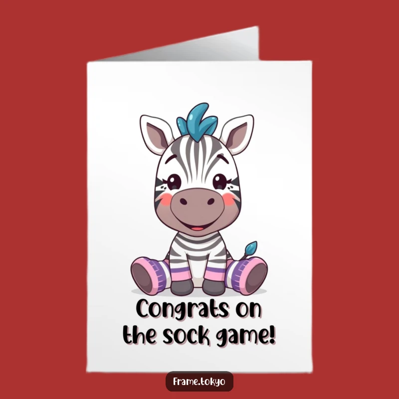 Free Printable Congrats Card: Goofy Zebra & Socks, Wacky Downloadable Gift!