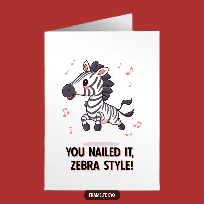 Free Printable Congrats Card: Zany Zebra & Music Notes, Funny Downloadable Gift!