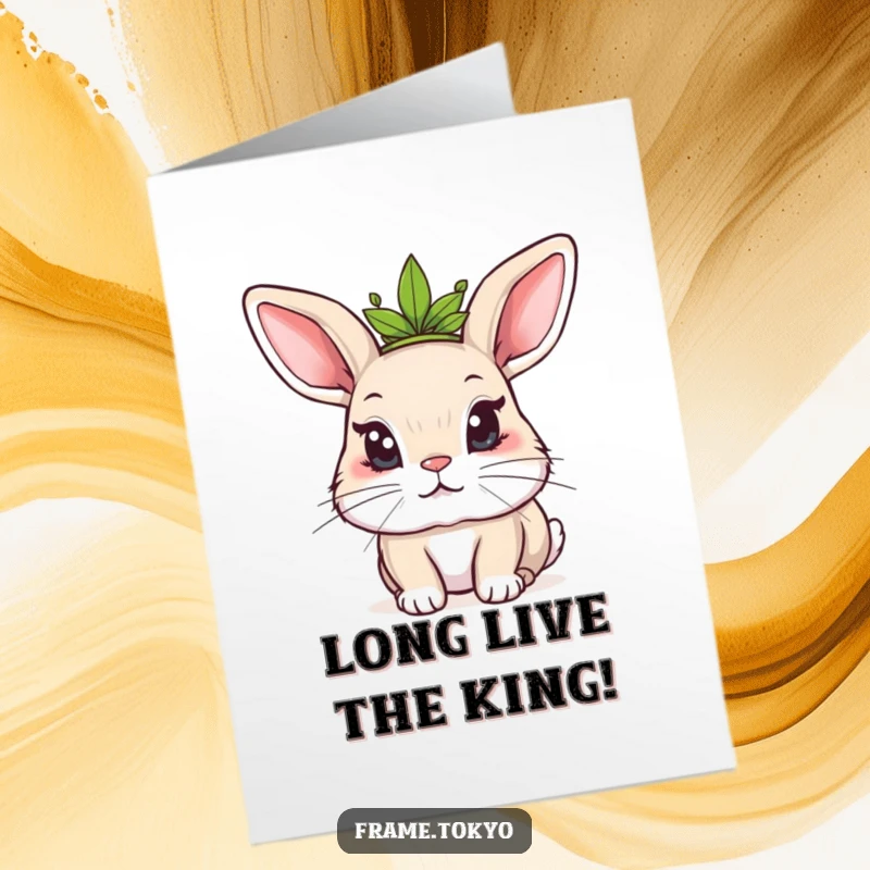 Funny Free Printable Congratulations Card: A rabbit wearing a leafy crown, eyes gleaming with clever mischief and victory.