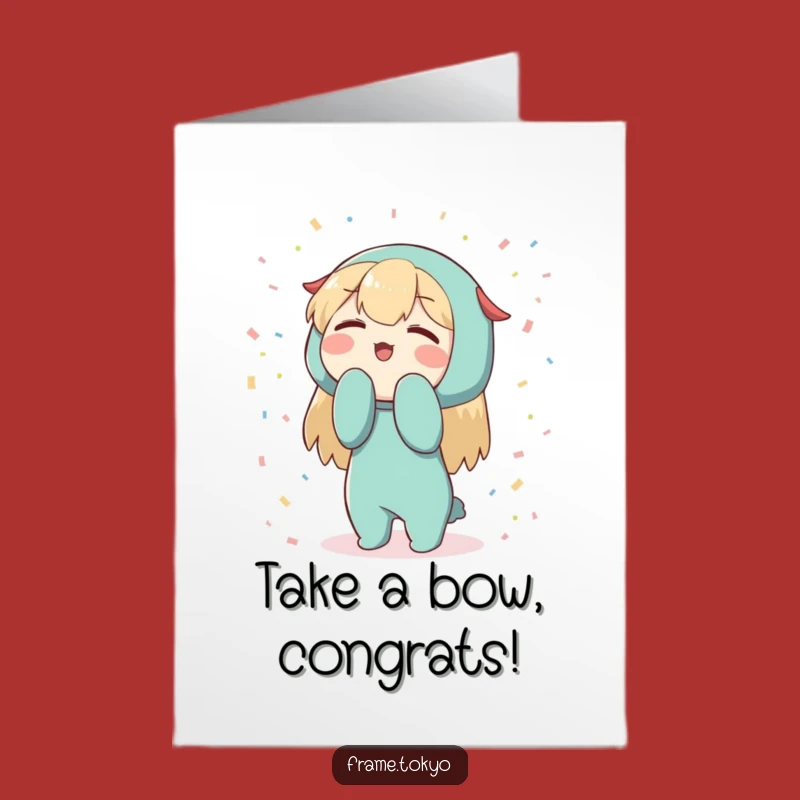 Free Printable Bowing Character Confetti Funniest Congrats Card - DIY Downloadable Gift