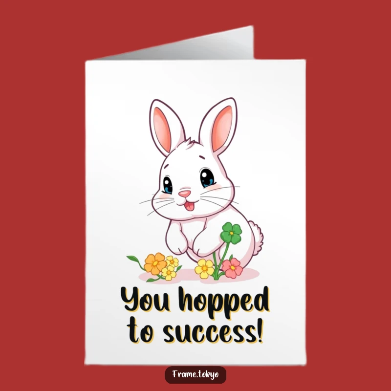 Free Printable Congrats Card: Funny Rabbit & Clover, Ideal DIY Cheering Gift!