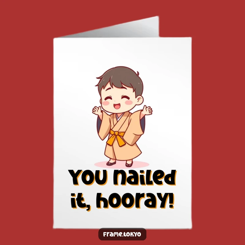 Free Printable Congrats Card: Happy Kimono Dancer for a Lively, Funny Celebration