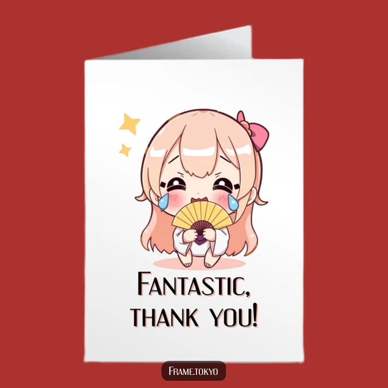 Funny Free Printable Thank You Card: Happy Tears Fan Character - Downloadable