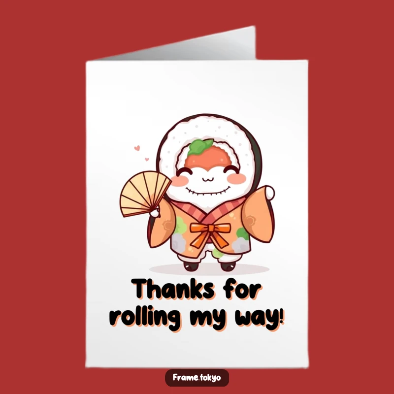 Free Printable Sushi Thank You Card: Kimono Fan Dance Downloadable Gift