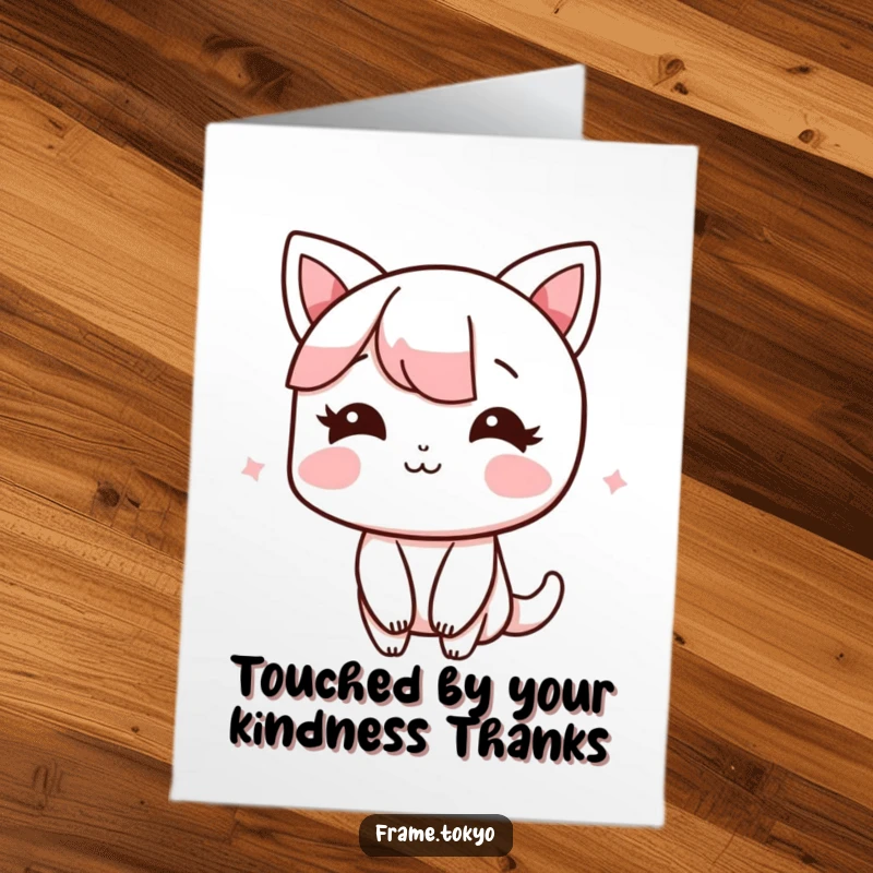 Funny Free Printable Thank You Card: Character blushing with a shy, happy smile, conveying sincere gratitude.