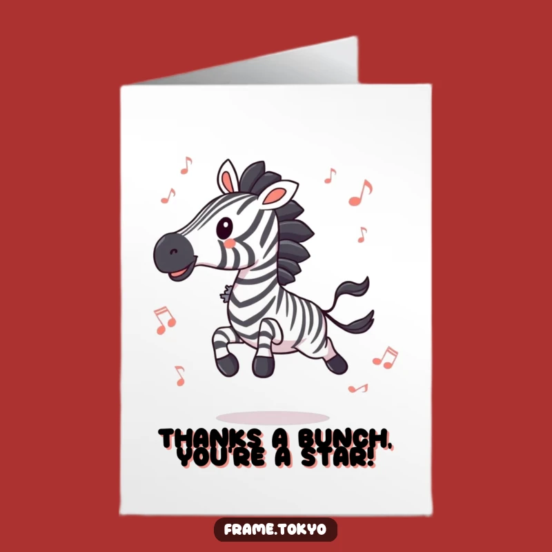 Free Printable Thank You Card: Groovy Zebra & Music, Heartfelt Downloadable Gift!