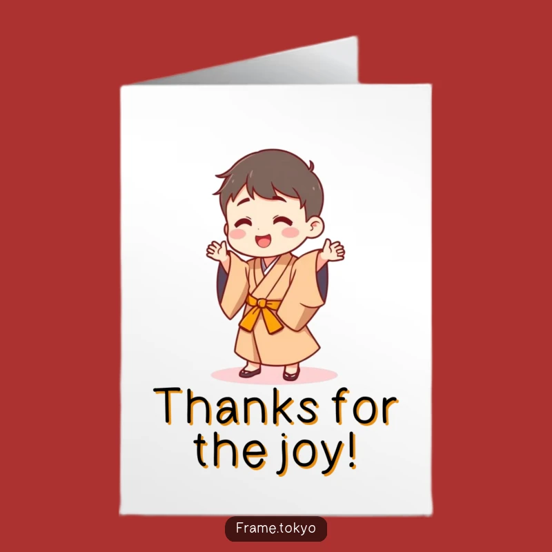 Free Printable Thank You Card: Happy Dancer in Kimono for a Whimsical, Funny Gratitude