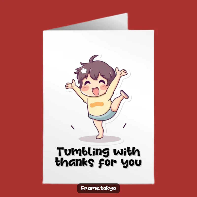 Free Printable Thank You Card: Cartwheeling Character, Funny DIY Downloadable