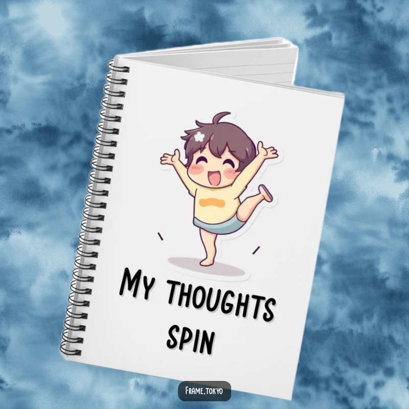 Funny Notebook with a character doing a cartwheel with energetic enthusiasm, perfect for journaling active ideas.