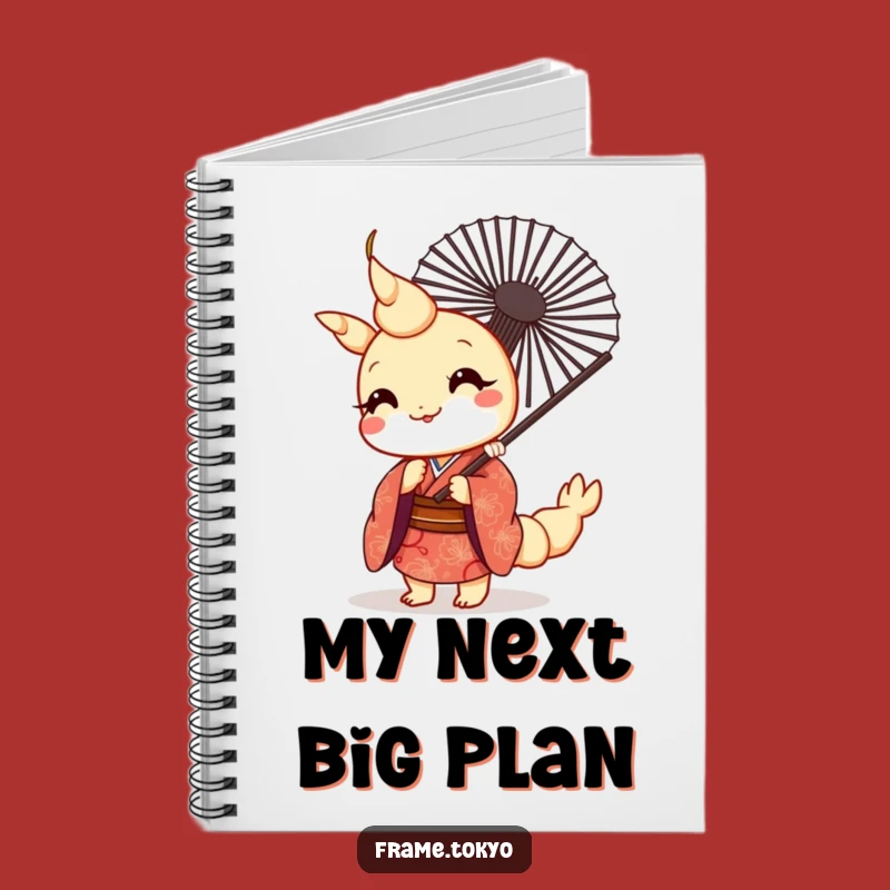 Funny Kawaii Tempura Shrimp Kimono Notebook - Cute Journal Stationery Gift