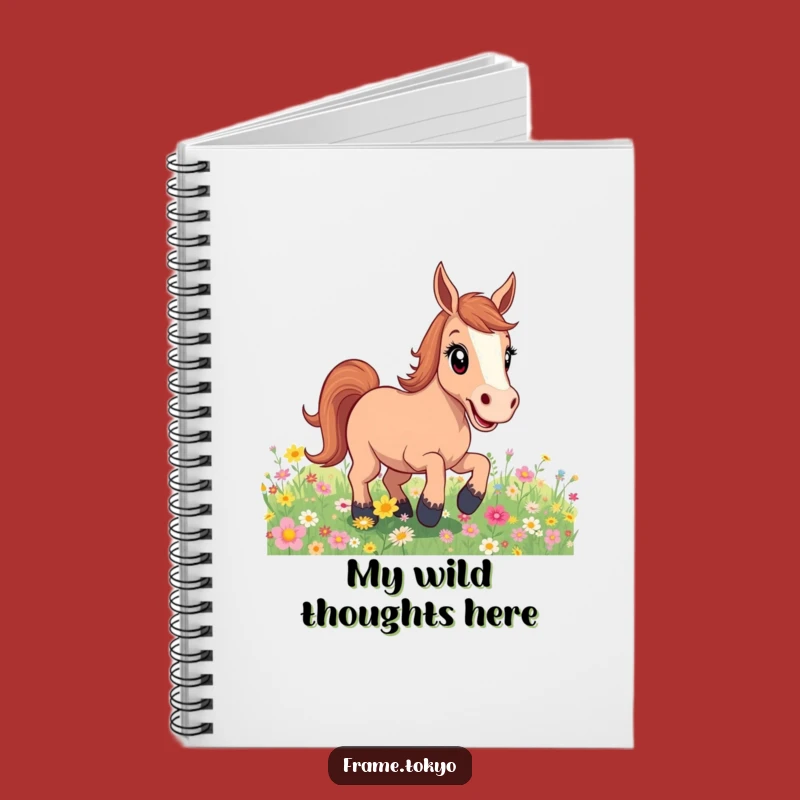 Funny Excited Horse Flower Field Notebook: Capture Your Joyful Thoughts!