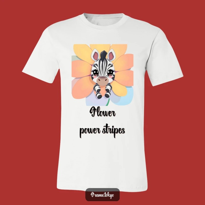 Funny Zebra Flower Peeking T-Shirt - Sparkling & Hilarious Animal Tee