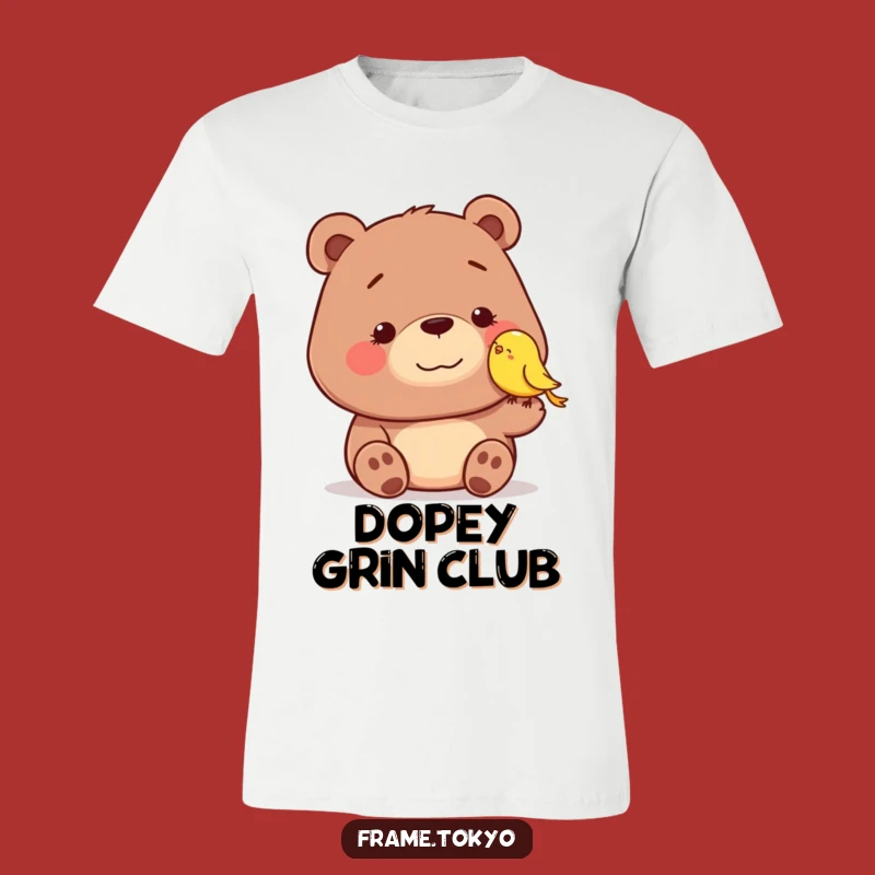 Funny Bear & Bird T-Shirt: Dopey Smile Comfort Tee, Hilarious Animal Friendship Gift