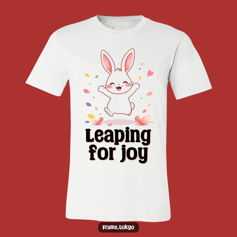 Funny Kawaii Rabbit T-Shirt: Joyful Leap, Petal Shower, Ultimate Cheerful Gift