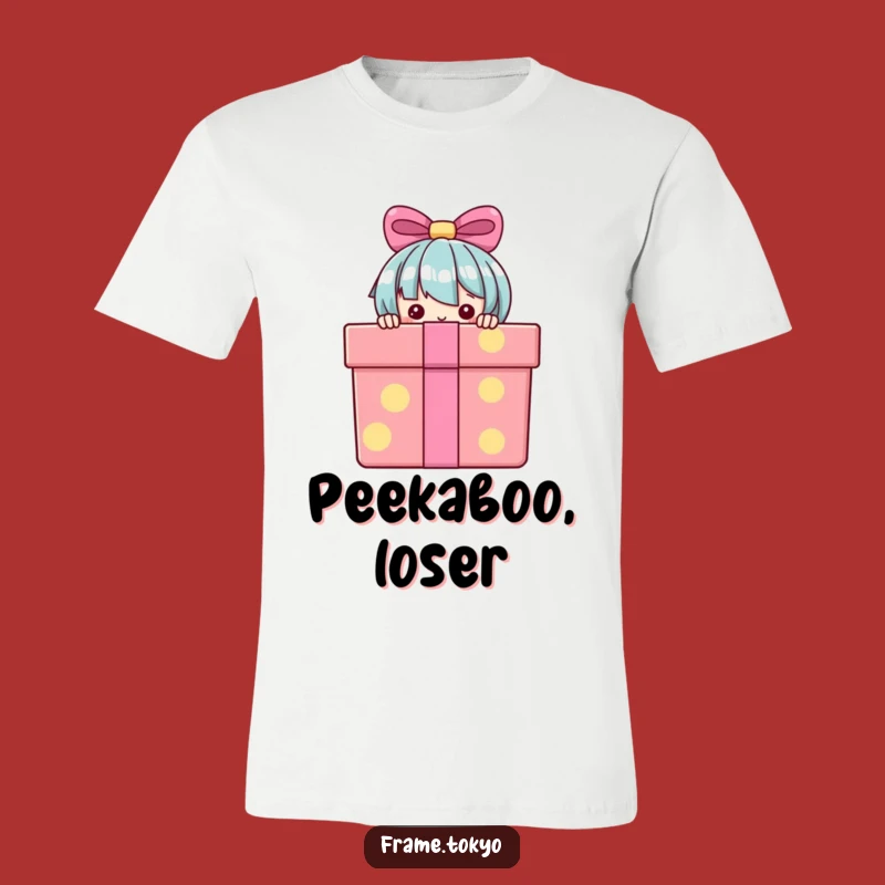 Funny T-Shirt: Peeking Character Surprise - Comical Gift Tee for Joke Lovers