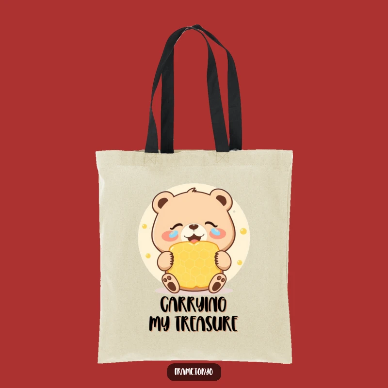 Funny Bear Honeycomb Tote Bag: Joyful Celebration Carry-All, Sweet Humorous Gift