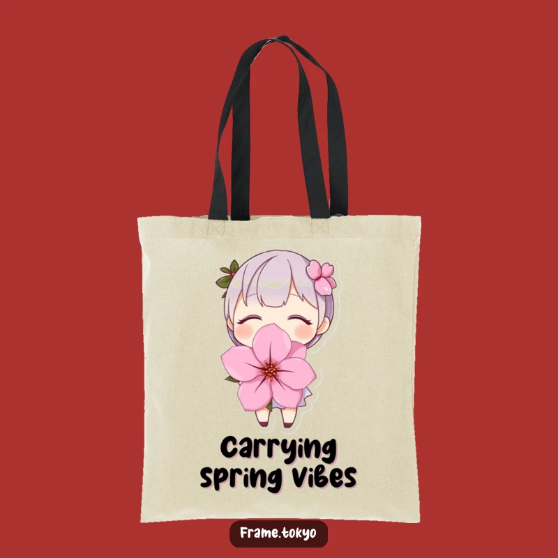 Funny Cherry Blossom Tote: Whimsical Character Bloom Bag, Stylish & Humorous Accessory