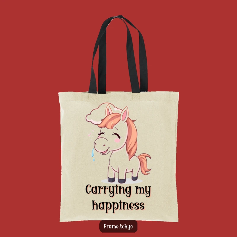 Funny Joyful Horse Smiling Cloud Tote Bag - Whimsical Equine Accessory Gift