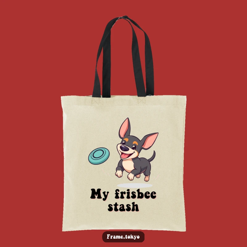 Funny Pinscher Frisbee Tote Bag: Carry Your Playfulness Everywhere