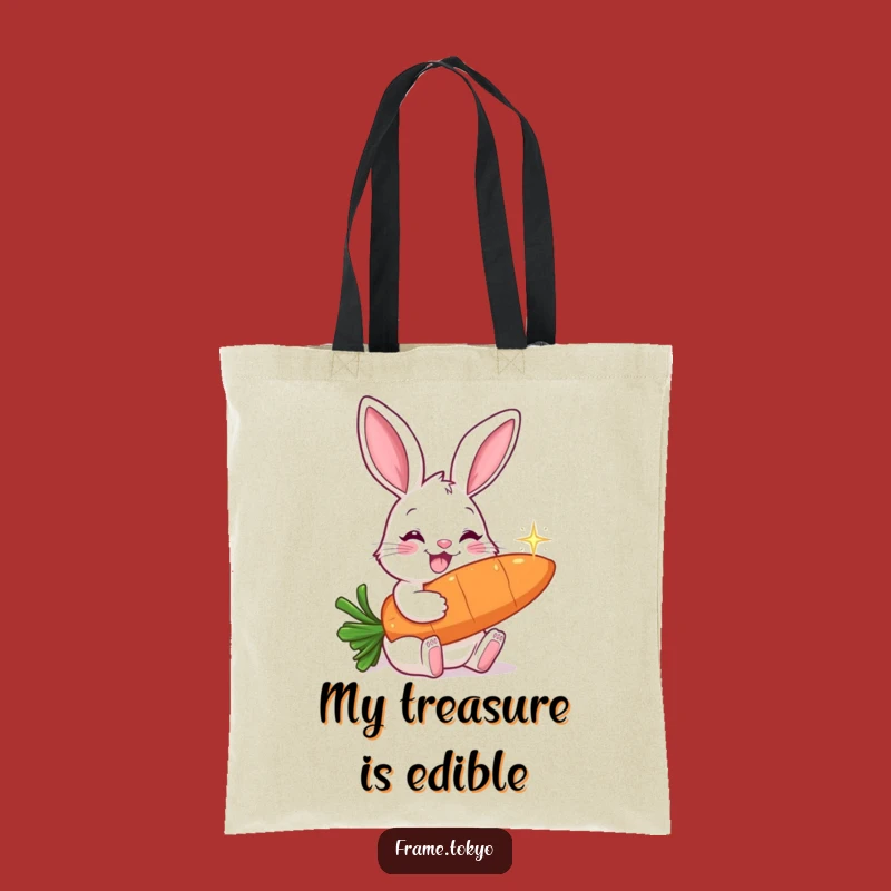 Funny Smiling Rabbit Carrot Nibbler Tote Bag - Hilarious Accessory for Veggie Enthusiasts